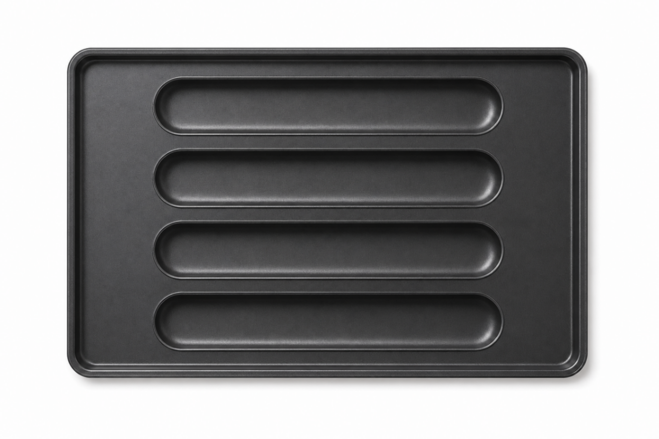 Molde Rectangular de 4 Cavidades 600×400×30 mm para Pastelería | Acero Aluminizado y Teflón TS125050