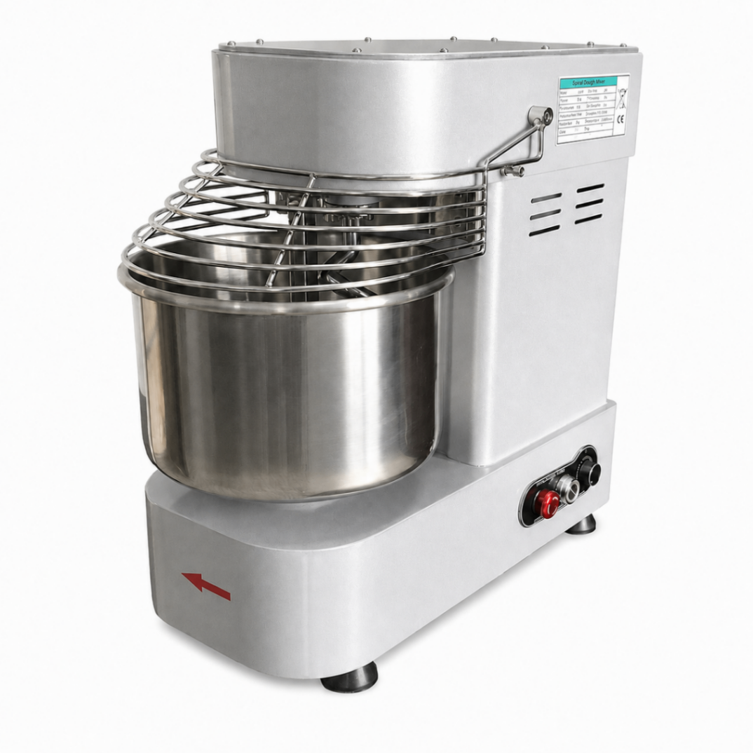 Amasadora Espiral Industrial Compacta para 3,5 kg de Harina | Cuba de 10 L para Panaderías y Pizzerí