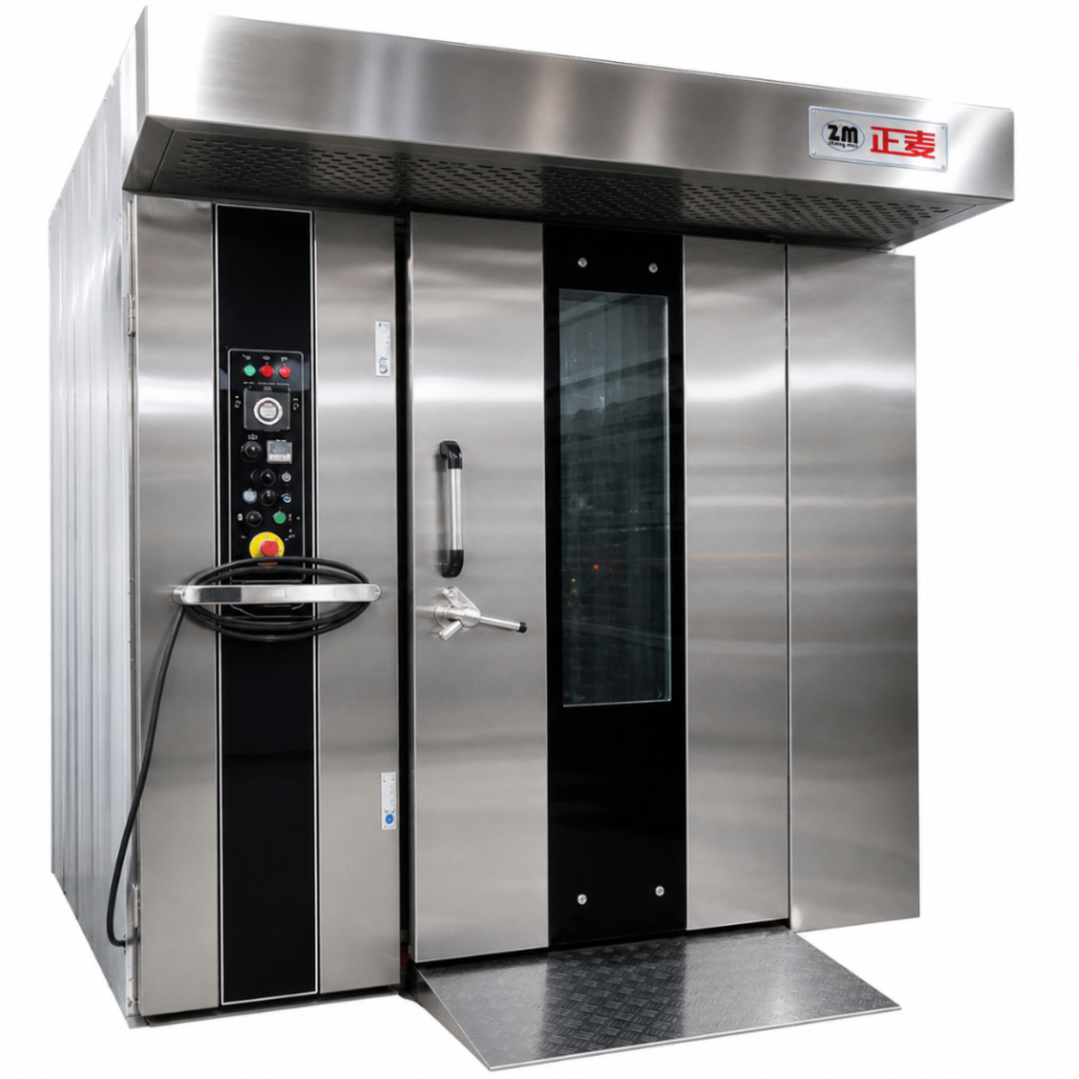 Horno Rotativo Industrial Diésel ZMZK-32C – 32 Bandejas – Carro Rack – Tipo Ancho – Panel Manual
