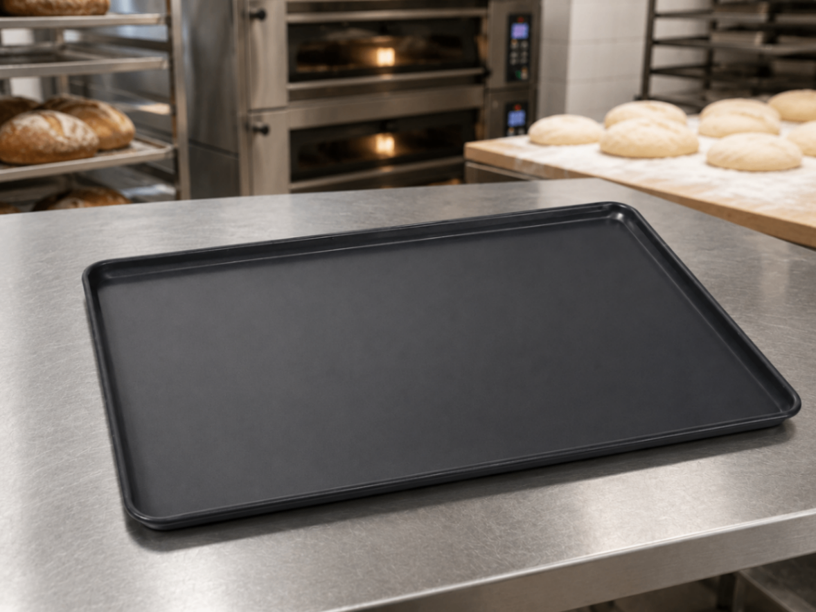 Bandeja Plana de Aluminio 600×400×20 mm para Panadería | Teflón y Borde Reforzado TS1044