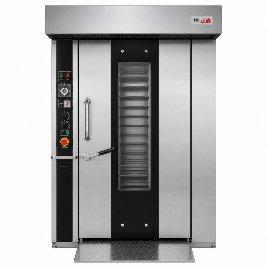 Horno Rotativo Industrial a Gas ZMZZ-32M – 32 Bandejas – Carro Rack – Panel Manual