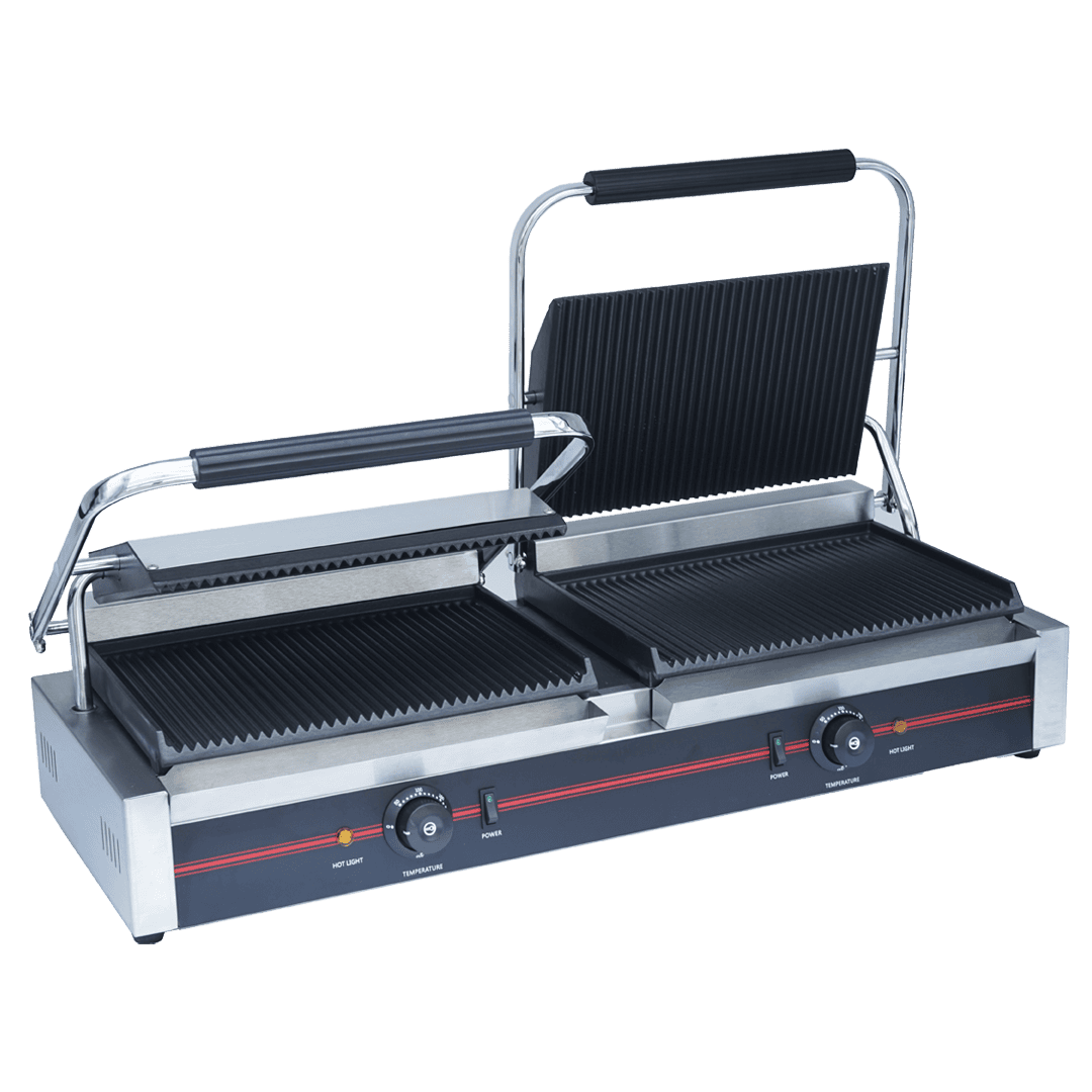 Plancha Parrilla Eléctrica Doble Contacto Brunetti PPG2B Grill Ranurado