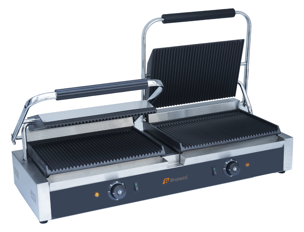 Plancha Parrilla Eléctrica Doble Contacto Brunetti PPG2B Grill Ranurado