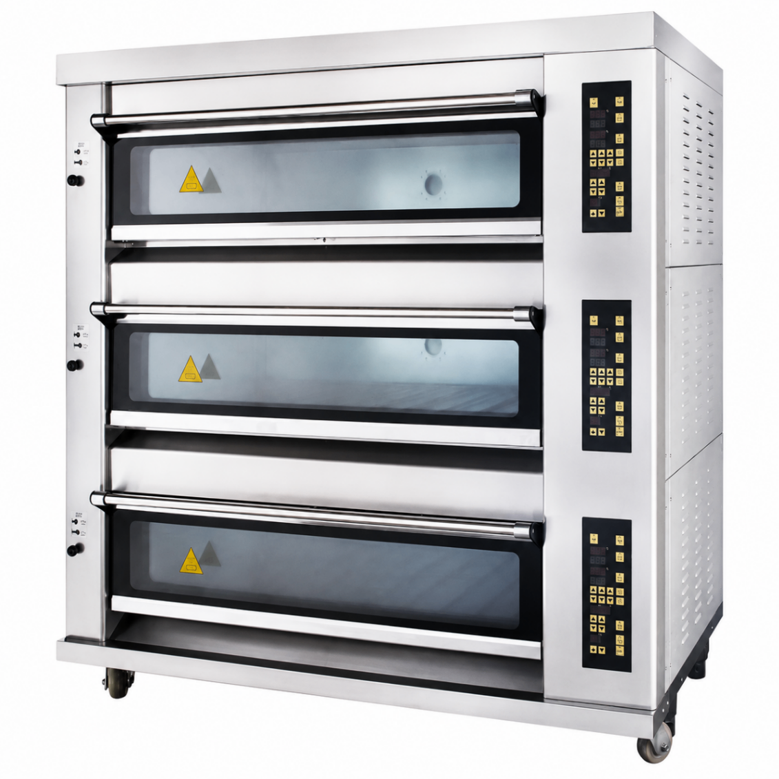 Horno Eléctrico de Piso 3 Cámaras 12 Bandejas 400×600mm con Vapor y Piedra S-304F - FULL