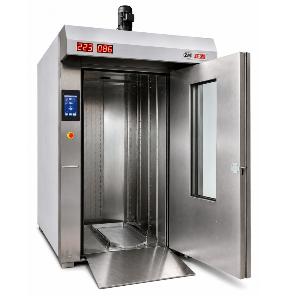 Horno Rotativo Industrial Eléctrico ZMZZ-32D – 32 Bandejas – Carro Rack – Panel Digital