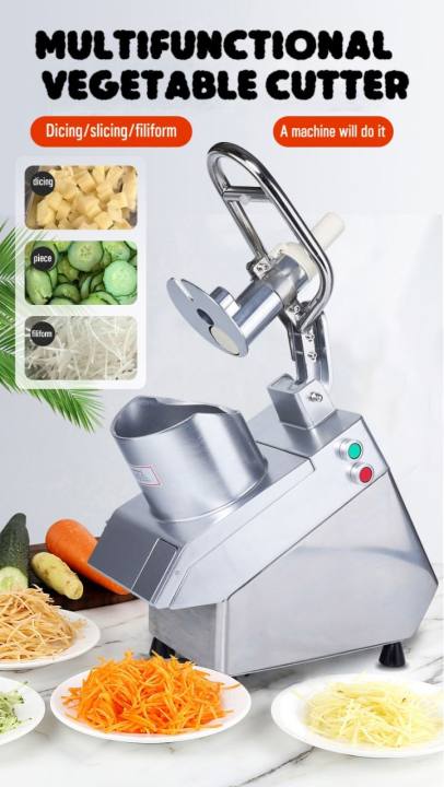 Cortador de Vegetales Multifuncional Comercial con Disco de 205mm y 5 Cuchillas | 350W WED-QC205