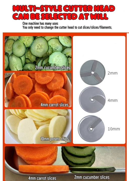 Cortador de Vegetales Multifuncional Comercial con Disco de 205mm y 5 Cuchillas | 350W WED-QC205