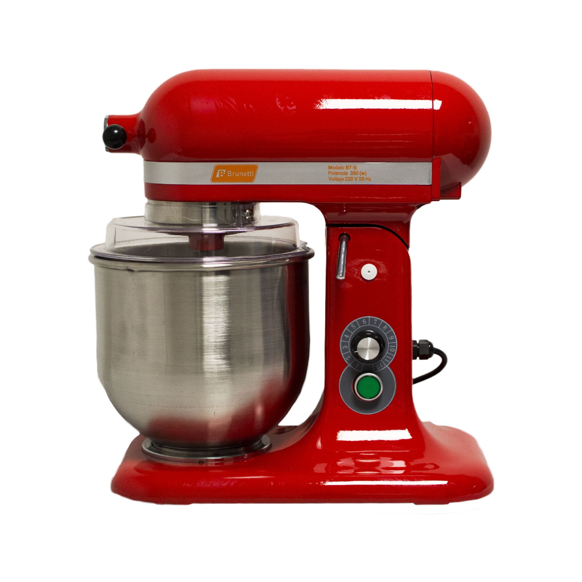 Batidora Planetaria Profesional Capacidad 7 Litros Brunetti Roja BL7B Tres Accesorios