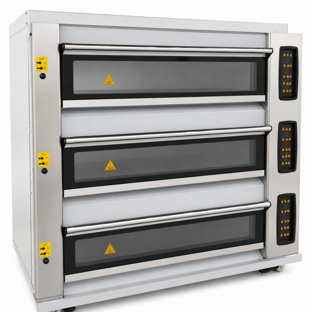 Horno a Gas de Piso 3 Cámaras 9 Bandejas 400×600mm con Vapor y Piedra S-303GF - FULL