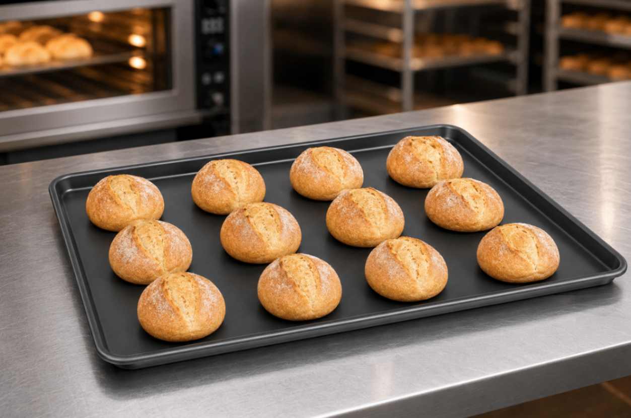 Bandeja Profunda 600×400×40 mm para Panadería | Acero Aluminizado, Teflón y Varilla TS12601037
