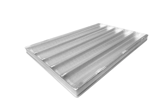 Bandeja Aluminio Perforado Panadería Baguettes 5 Filas 60x40cm Incluye 10 unidades