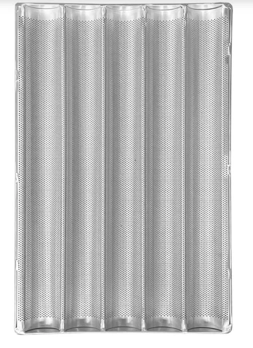 Bandeja Aluminio Perforado Panadería Baguettes 5 Filas 60x40cm Incluye 10 unidades