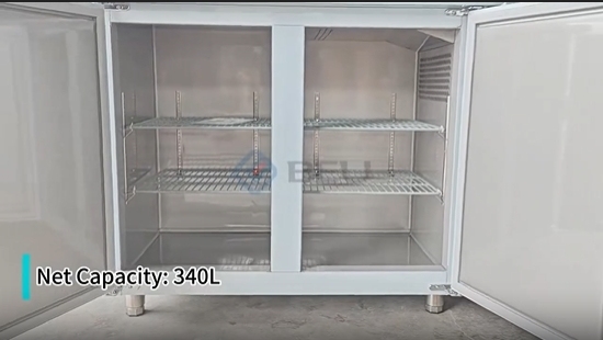 Mesa Fría Congelador Comercial GN 1/1 de 4 Puertas | Mostrador de Frío Negativo 2250mm TD23L4