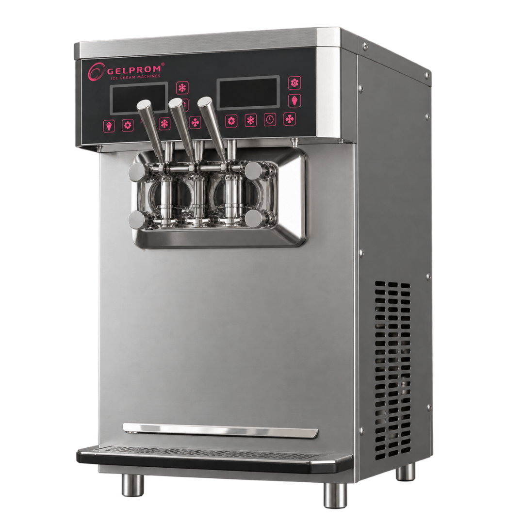 Máquina profesional de helado suave GP300DC/T-AP-D – doble sistema, bomba y Defrost