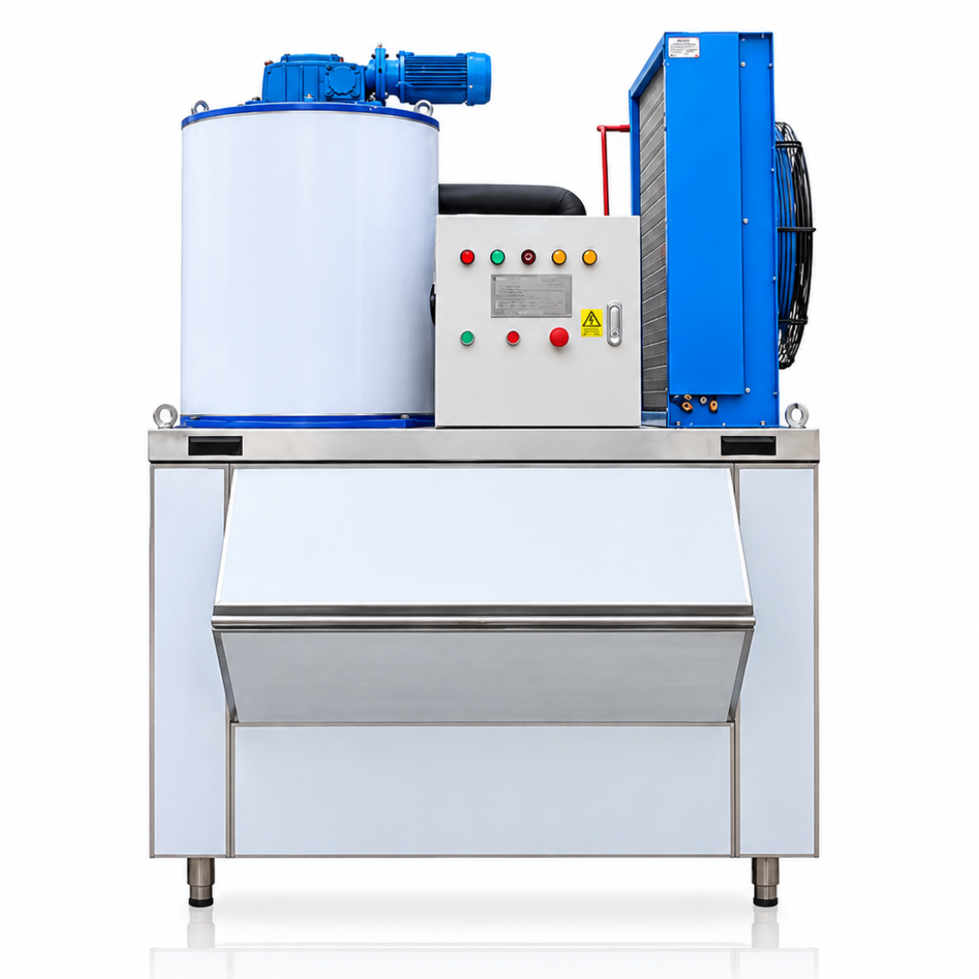 Máquina Industrial de Hielo en Escamas KP10 – 1 Ton/día – Refrigeración por Aire