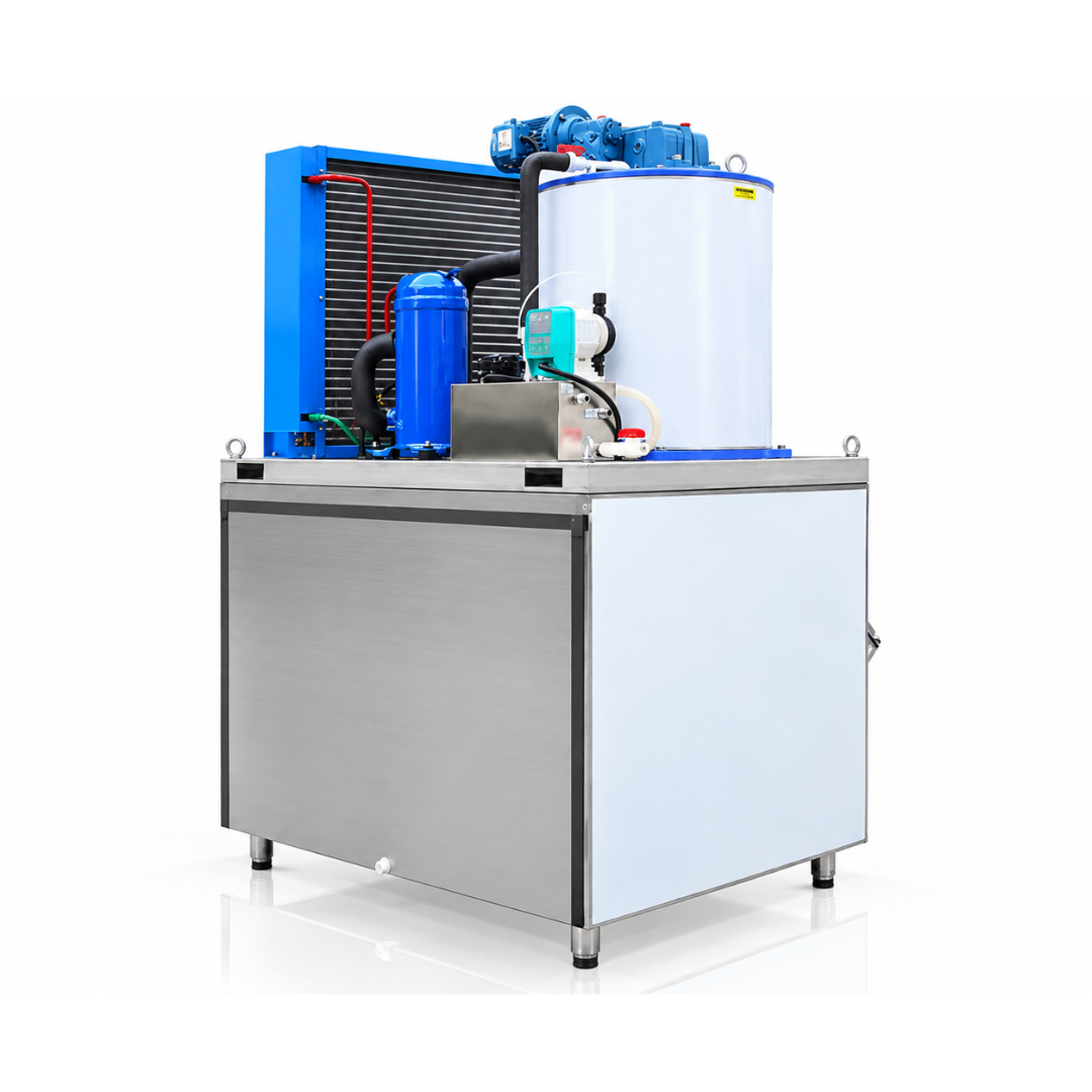 Máquina Industrial de Hielo en Escamas KP10 – 1 Ton/día – Refrigeración por Aire