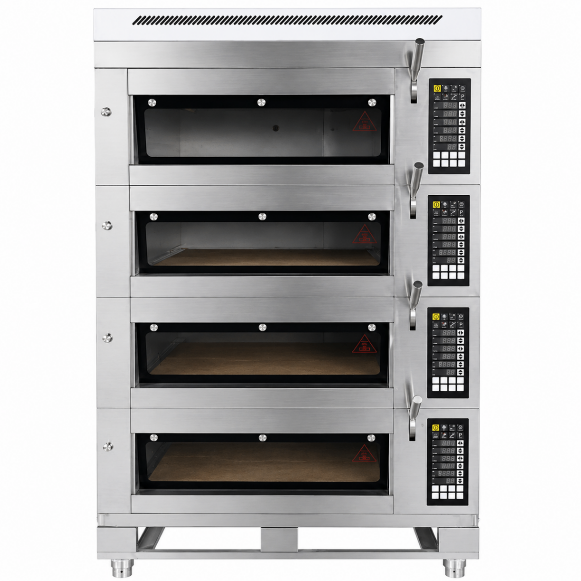 Horno Eléctrico de Piso Estilo Europeo 4 Cámaras 8 Bandejas 400×600mm con Vapor, Piedra y Campanas S