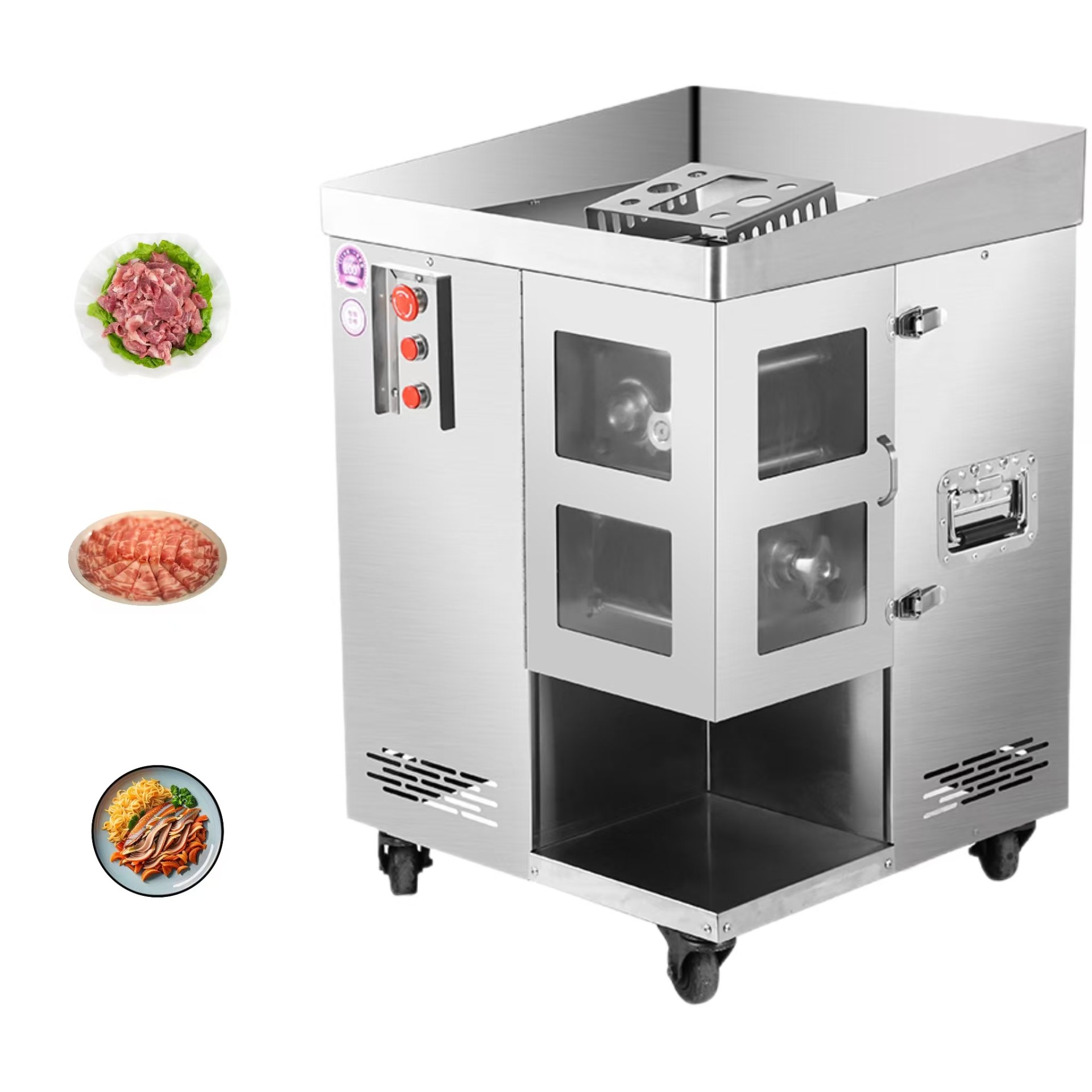 Cortadora de Tiras de Carne Industrial 500-600 kg/h para Procesadoras | Cuchillas de 105 mm y 3000W