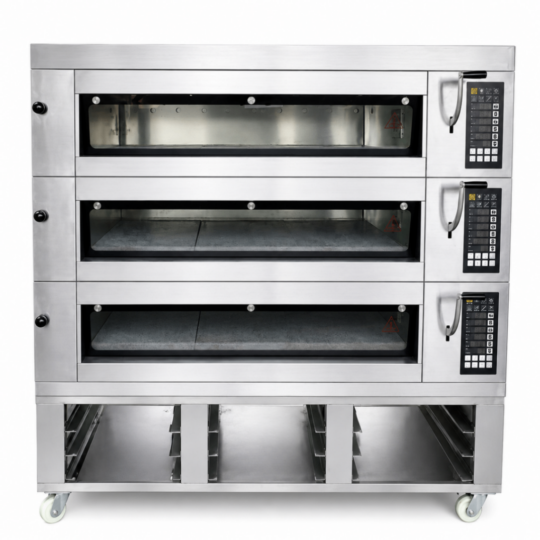 Horno Eléctrico Piso Estilo Europeo 3 Cámaras 9 Bandejas con Vapor, Piedra y Campanas S-E303F - FULL