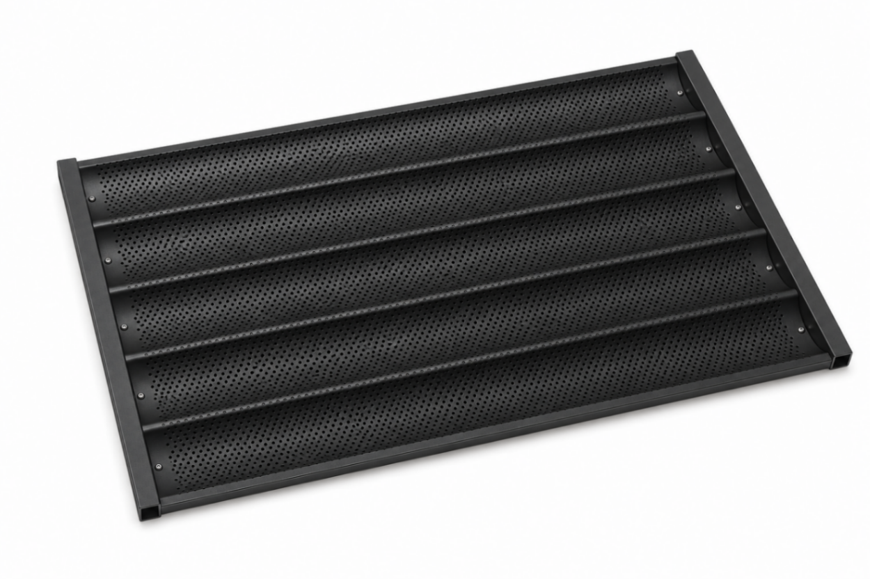 Bandeja Baguette Perforada de 5 Canales 600×400×36 mm | Aluminio y Teflón TS52501003
