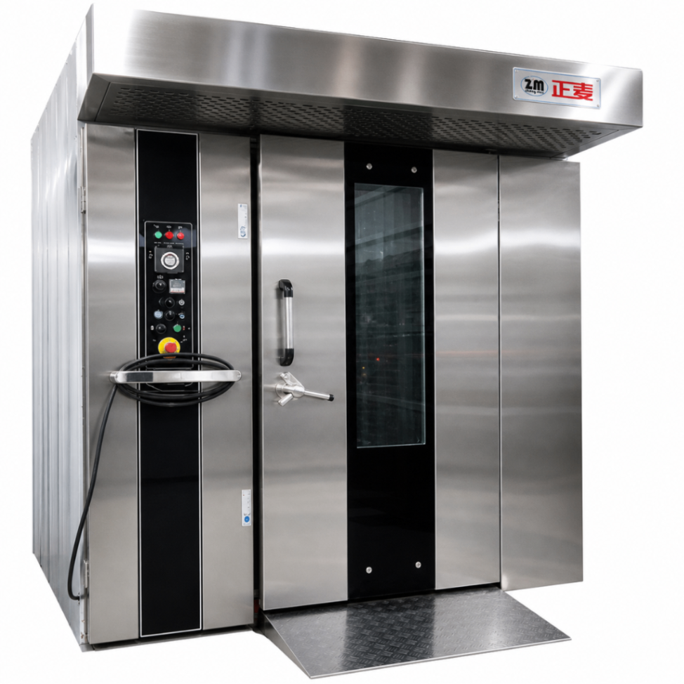Horno Rotativo Industrial a Gas ZMZK-32M – 32 Bandejas – Carro Rack – Tipo Ancho – Panel Manual