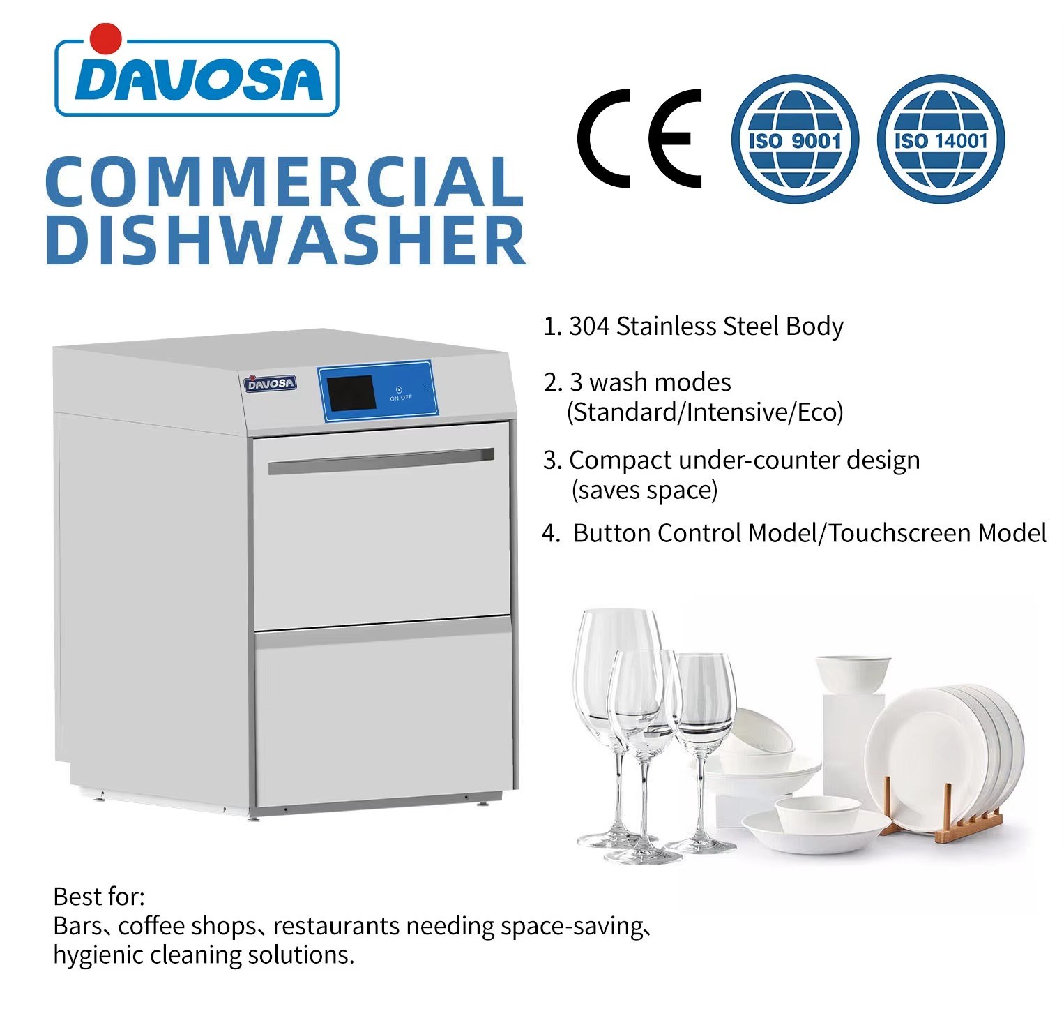 Lavavajillas Bajo Encimera Industrial DOA-D1 – 60 cestas/h