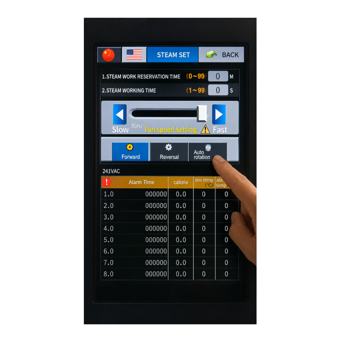 Horno Rotativo Industrial Diésel ZMZZ-32C – 32 Bandejas – Carro Rack – Panel Digital