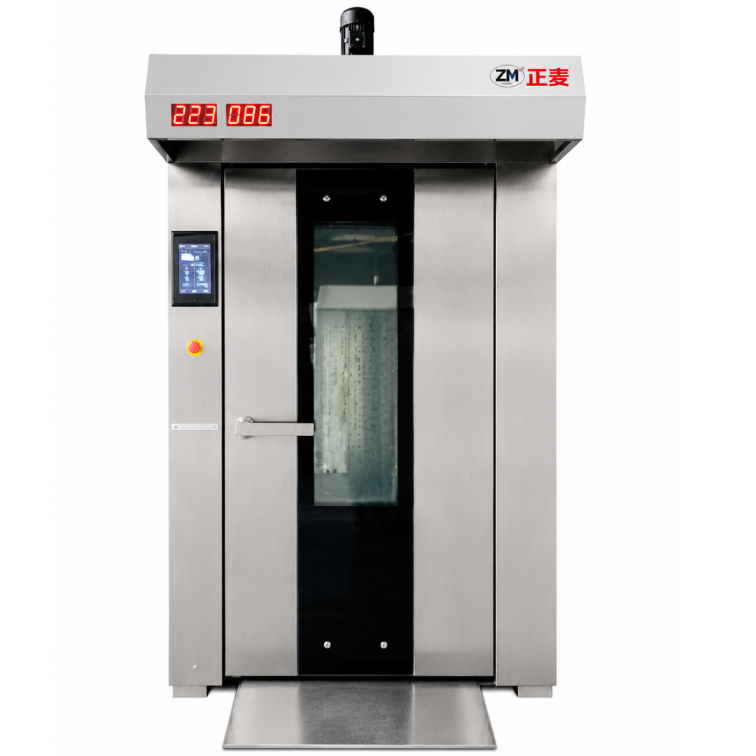 Horno Rotativo Industrial Diésel ZMZZ-32C – 32 Bandejas – Carro Rack – Panel Digital