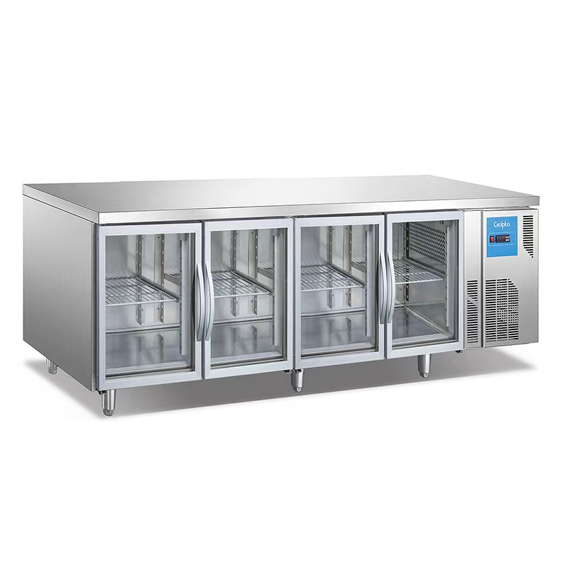 Mesa Fría Congelador GN 1/1 de 4 Puertas de Cristal | Mostrador de Frío Negativo 2250mm | TD23L4G