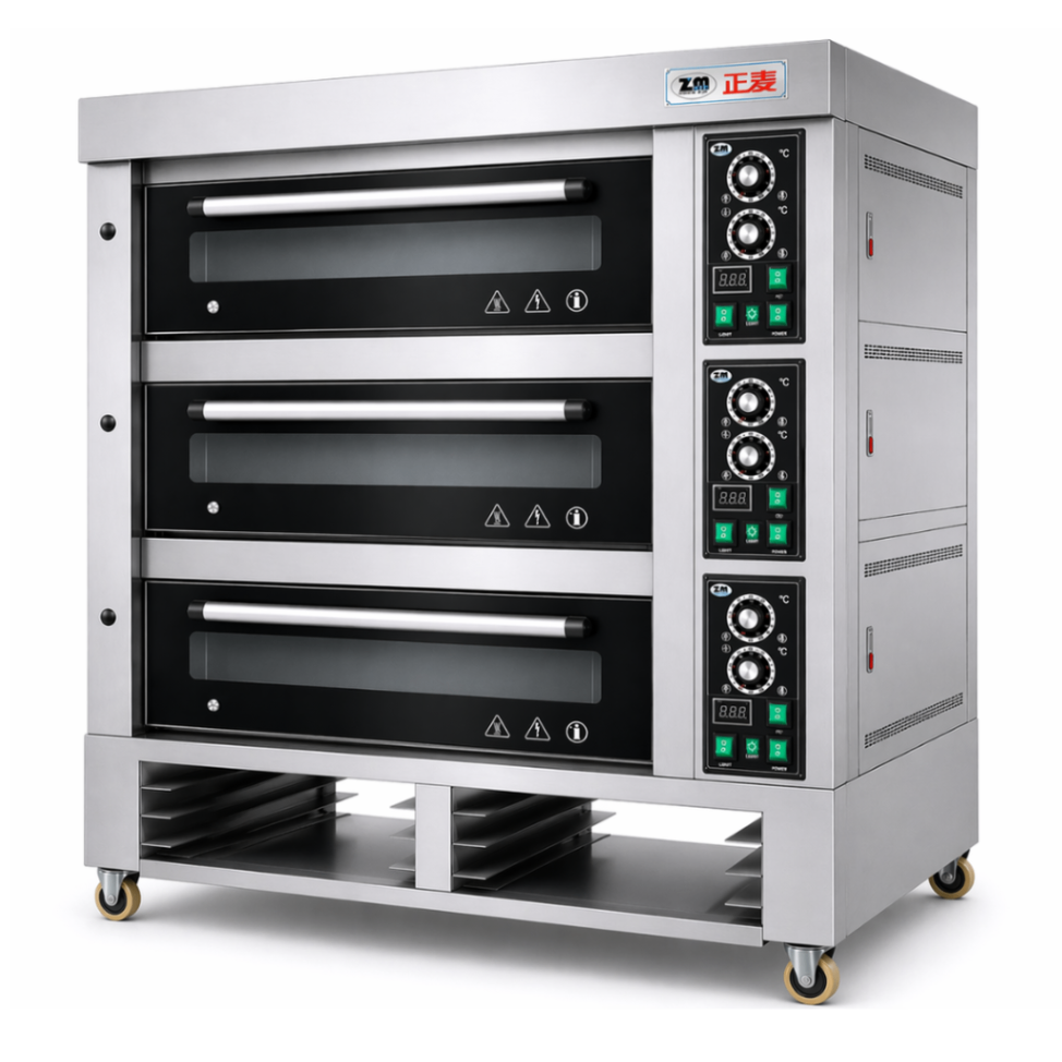 Horno de Piso a Gas ZMC-306M – Panel Control Manual – 3 Cámaras – 220V – 0.2 kW
