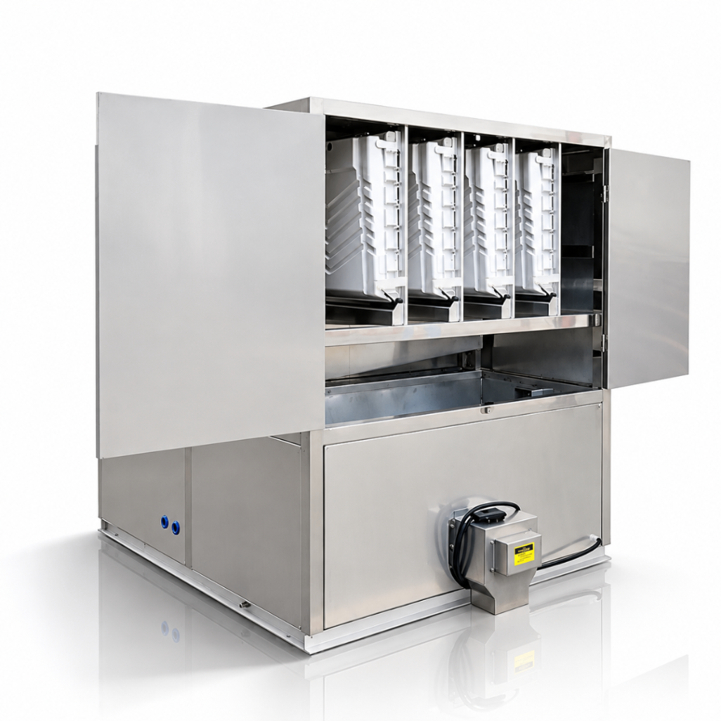 Máquina Industrial de Hielo en Cubos CV1000 – 1 Ton/día – Condensación por Agua