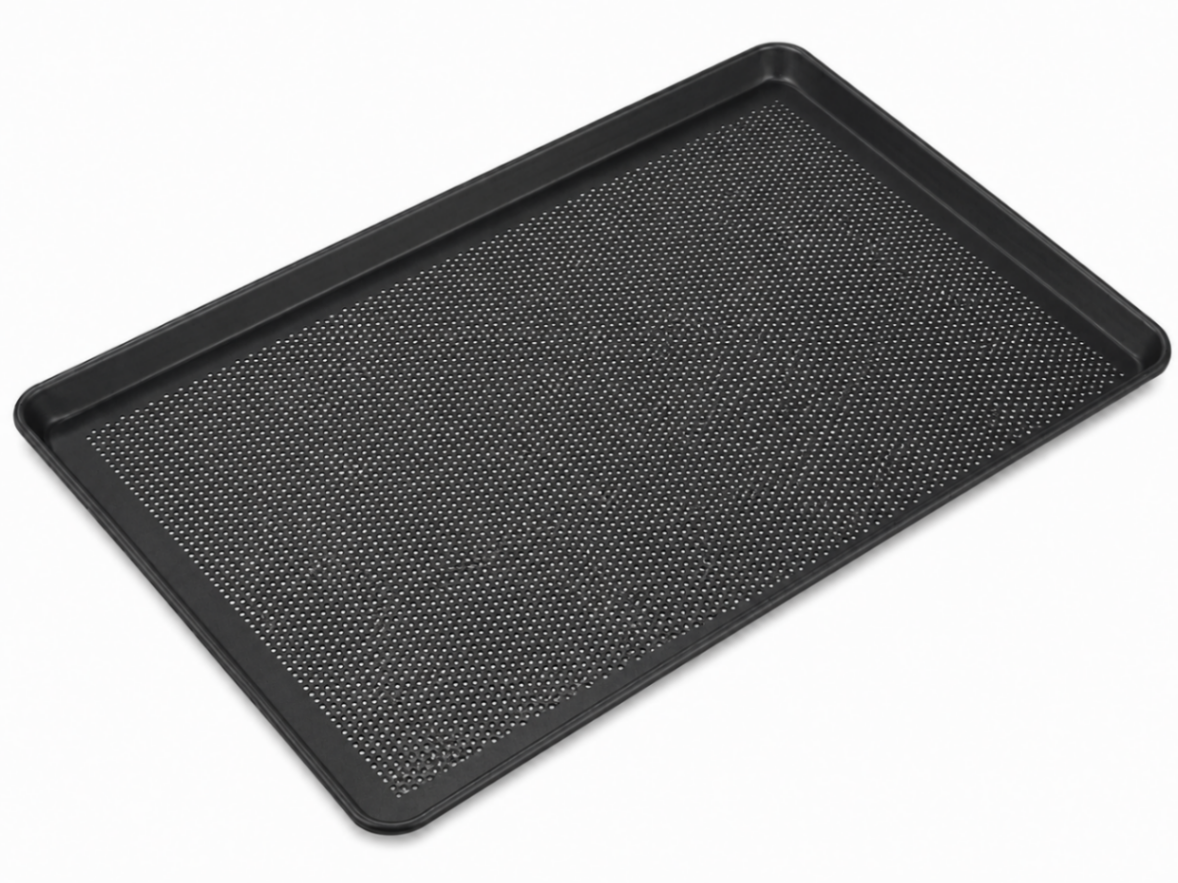 Bandeja Perforada Profesional de Aluminio 600×400×25 mm para Panadería | Recubrimiento Teflón TS1014